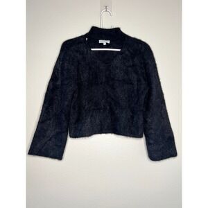 And Other Stories Fuzzy Mock Neck Cutout Sweater Black Size S